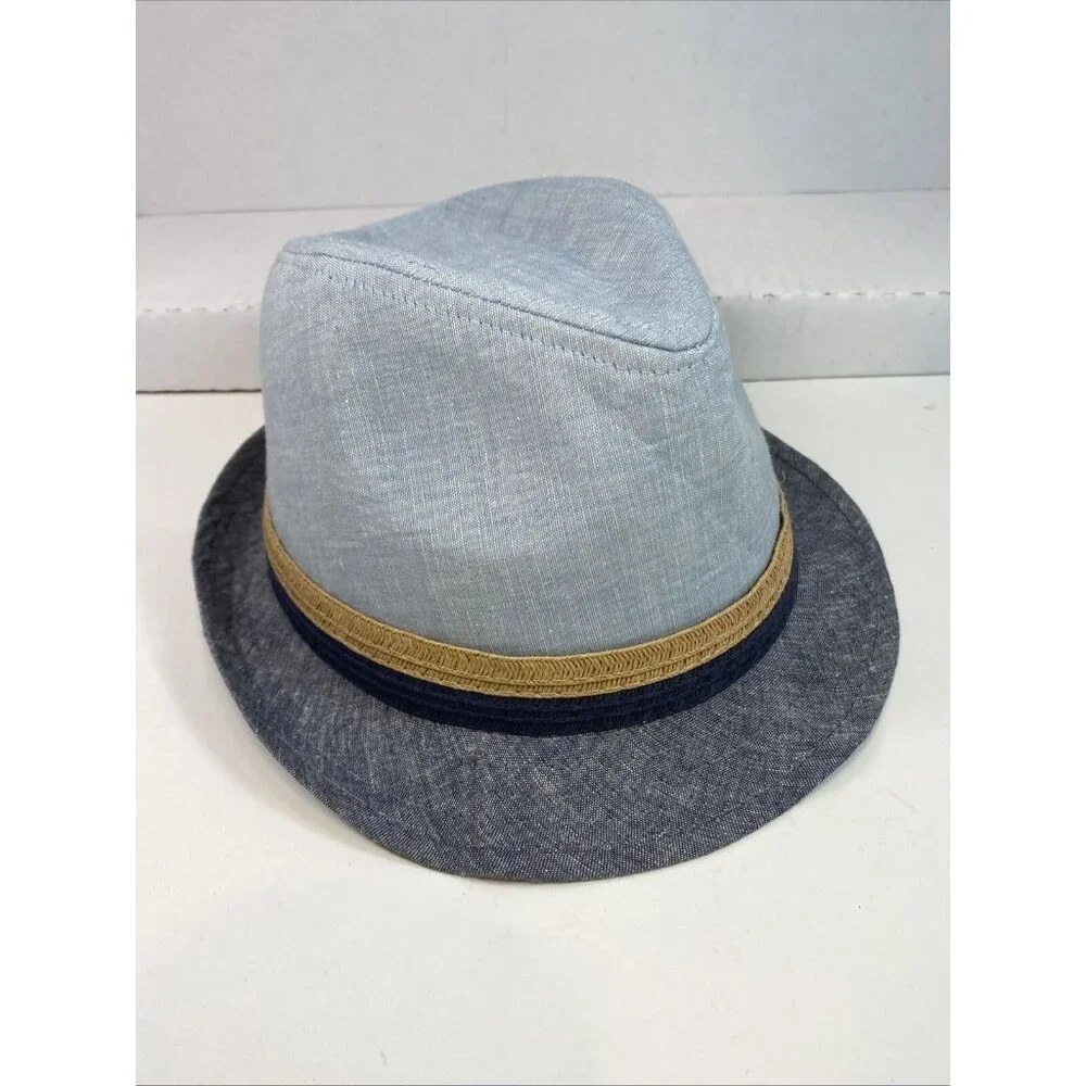 Men's Hat Small/Medium light,‎ blue, dark, blue and brown ~ New